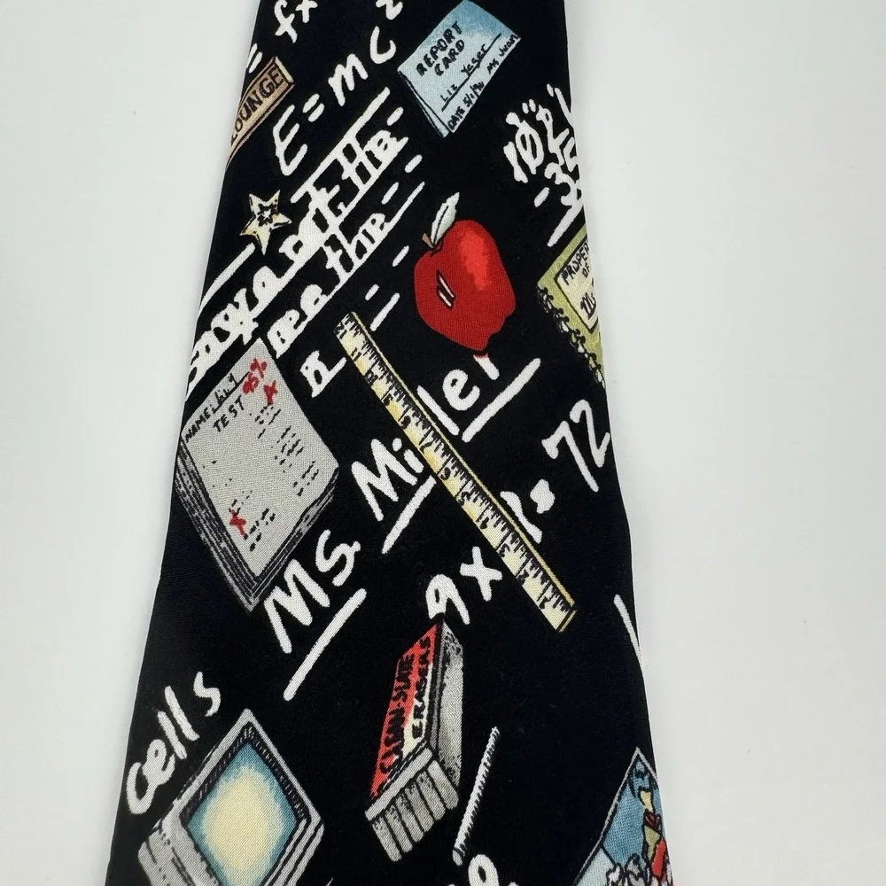 VTG Nicole Miller Studio Teacher Novelty Tie Math Science Blackboard 1996